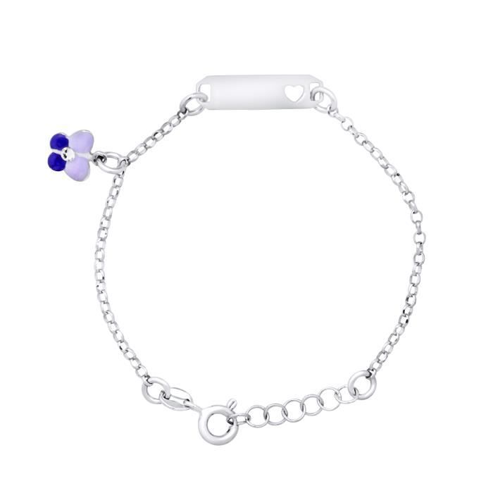 Children's Bracelet - LÉA &; ARTHUR - OPENWORK HEART & GOURMETTE; Butterfly - 925 Silver - Adjustable Length - Unisex