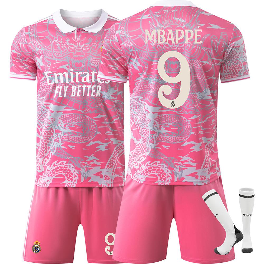 25-26 Real Madrid Dragon Pattern Pink Football Jersey for Kids and Adults MBAPPÉ #9