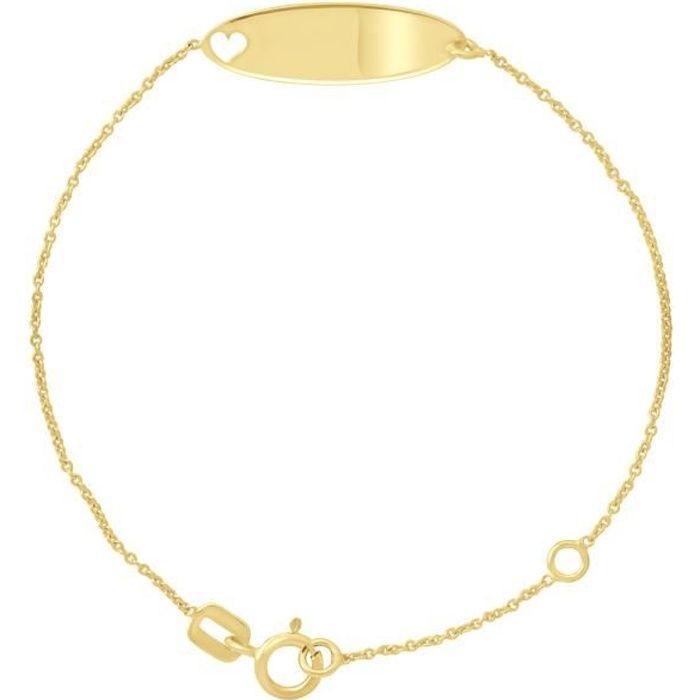 Children's Bracelet - LÉA &; ARTHUR - Openwork Heart Bracelet - 375 Yellow Gold - Forçat Link - 12 To 14 Cm