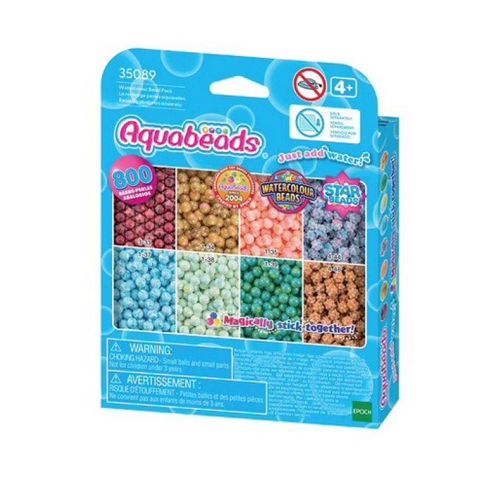 Refill Beads - Aquabeads - Watercolors - 800 Beads - 8 Colors - Creative Activity