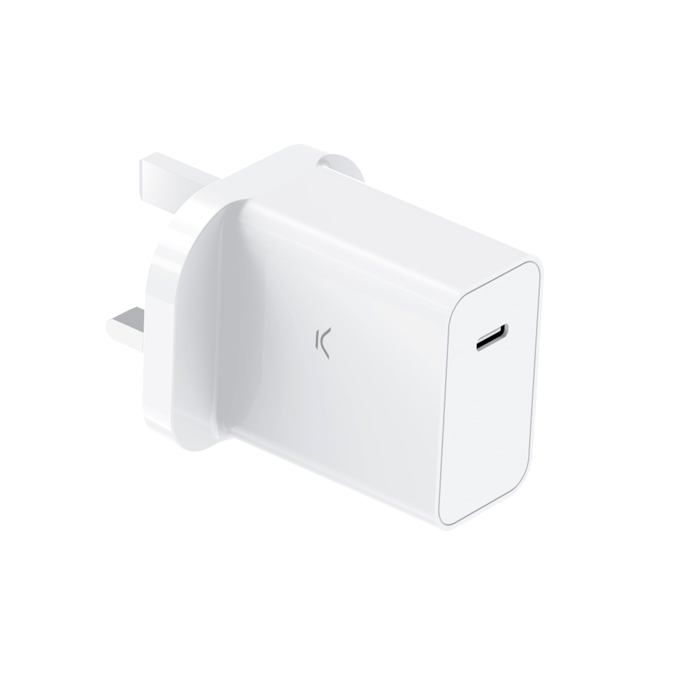 USB-C Mains Charger - KSIX Smart Your Tech - 30 W - PPS - Power Delivery - Ultra-fast Charging - 1 USB Port - White