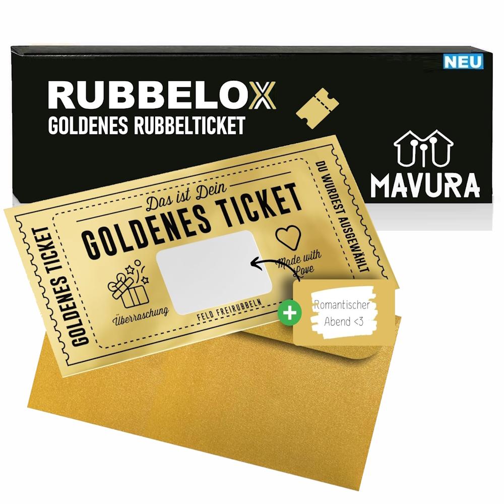 RUBBELOX Golden Ticket Gift Card Scratch Card Scratchcard Label Yourself