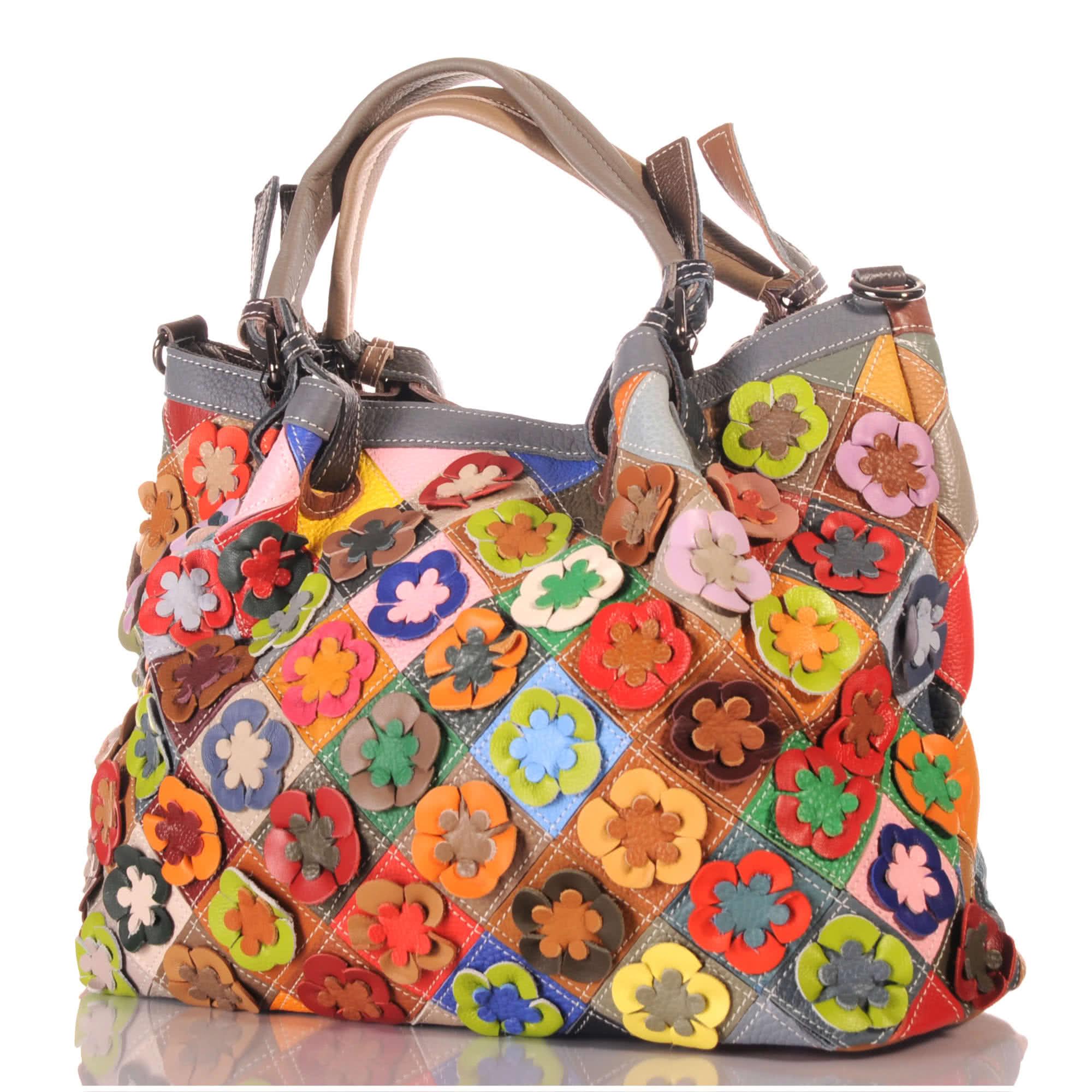 Women's Patchwork Handbag with Shoulder Strap