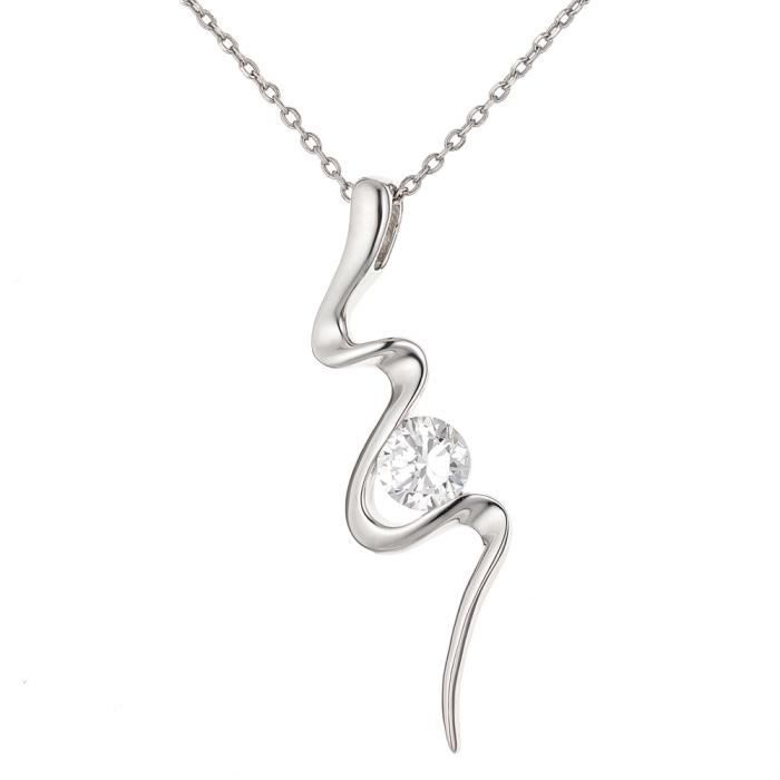Necklace - Deana - Solid 925 Rhodium-plated Silver - Zirconium Oxide - Length 42 Cm - Woman