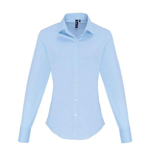 Premier Womens/Ladies Stretch Fit Poplin Long Sleeve Blouse