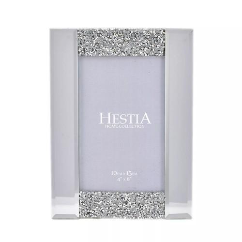 Hestia Mirrored Glass Diamante Photo Frame