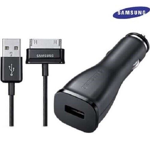 Auto Car Charger + Original Samsung Usb Cable For Galaxy Tab 10.1 7.7 8.9