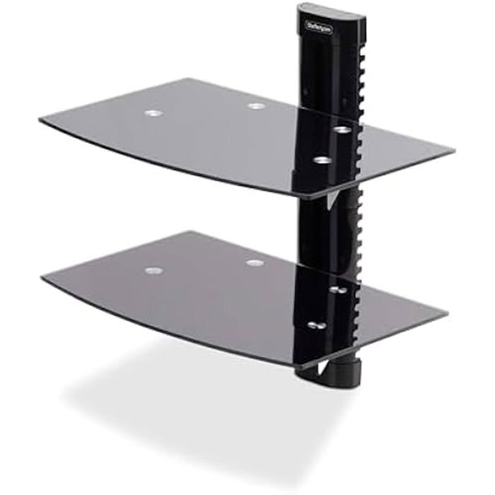 Floating Wall Mounted AV Shelf - STARTECH.COM - Adjustable Model - Tempered Glass - Steel Bracket - Max Load 7kg