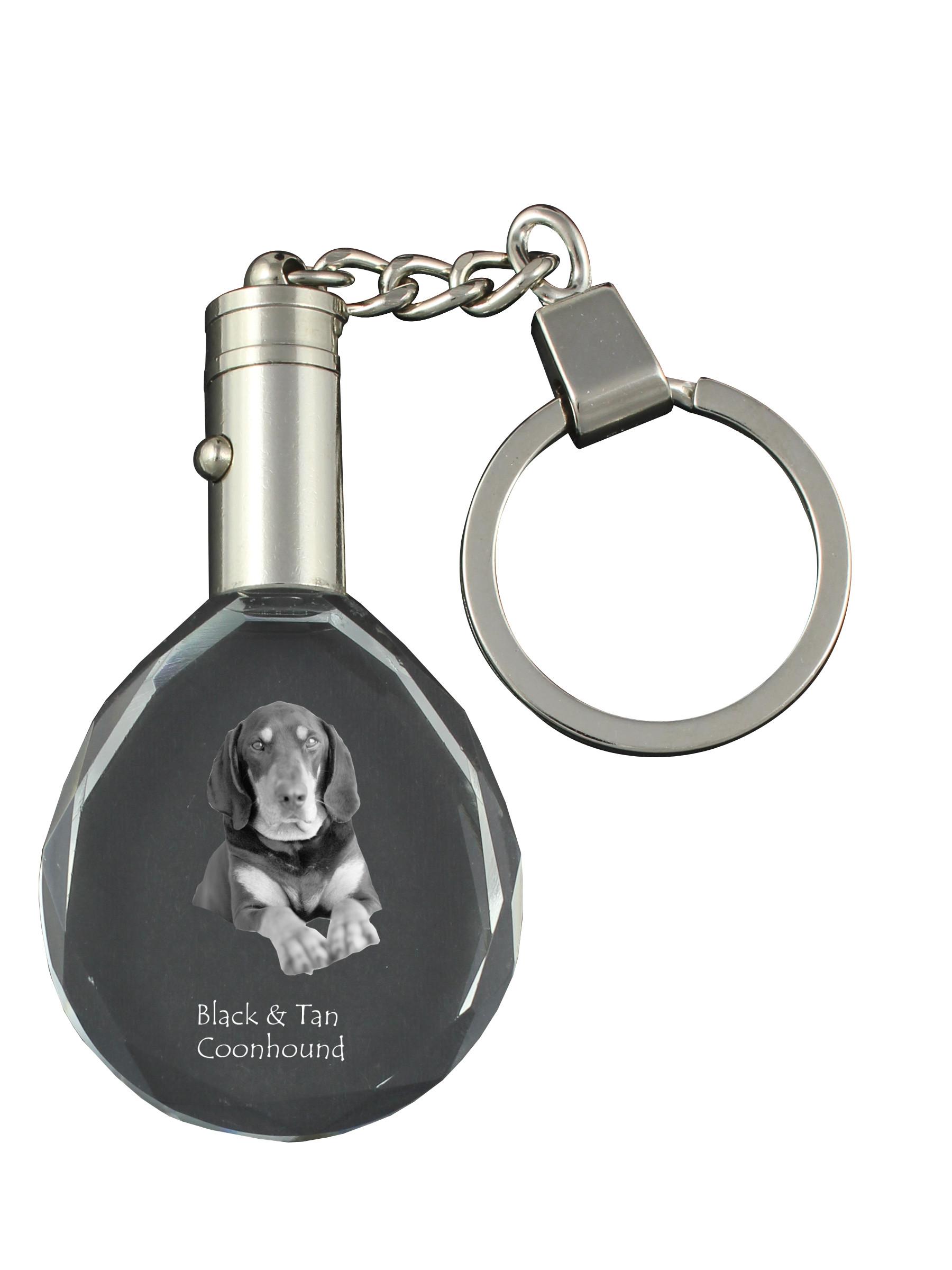 Black and Tan Coonhound I - Pendant with a Photo of a Dog, Crystal Key Ring In a Gift Box, a Unique Gift by Art-Dog