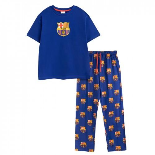 FC Barcelona Men's Crest Short-Sleeved Long Pyjama Set