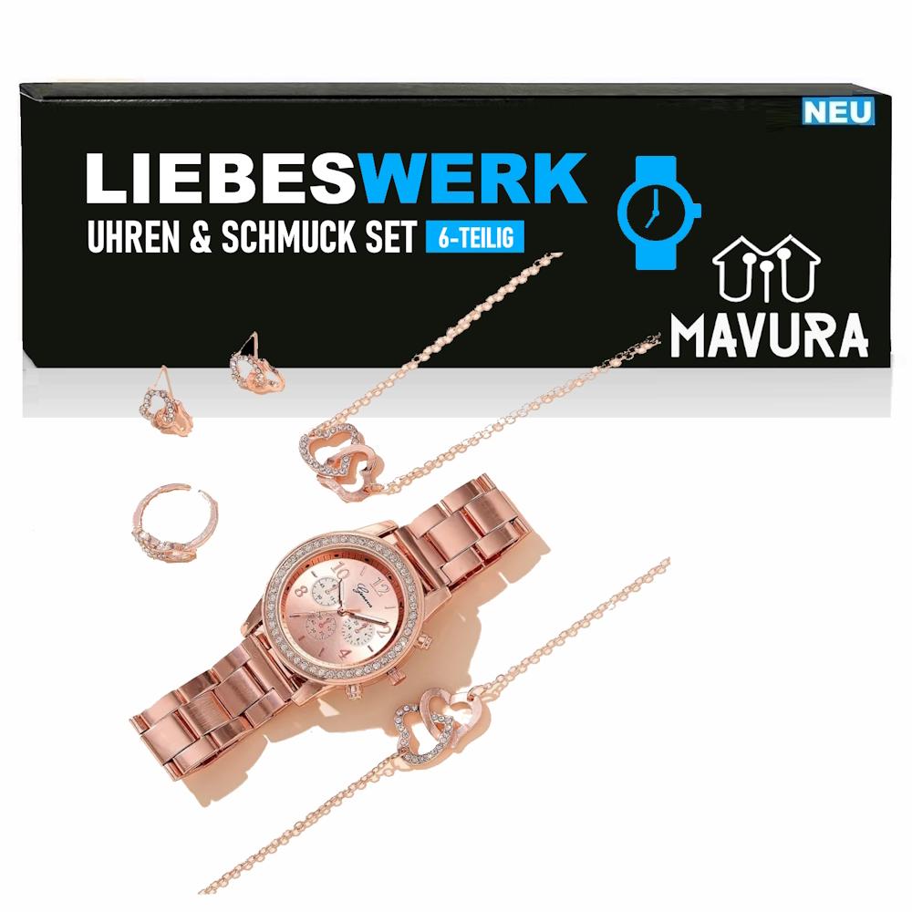LIEBESWERK Watches & Jewelry Set Quartz Watch Bracelet Necklace Ring Earrings