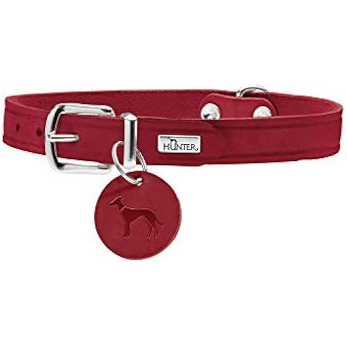 Dog Collar - HUNTER - Aalborg - Soft Leather - Size 28-33 Cm - Red