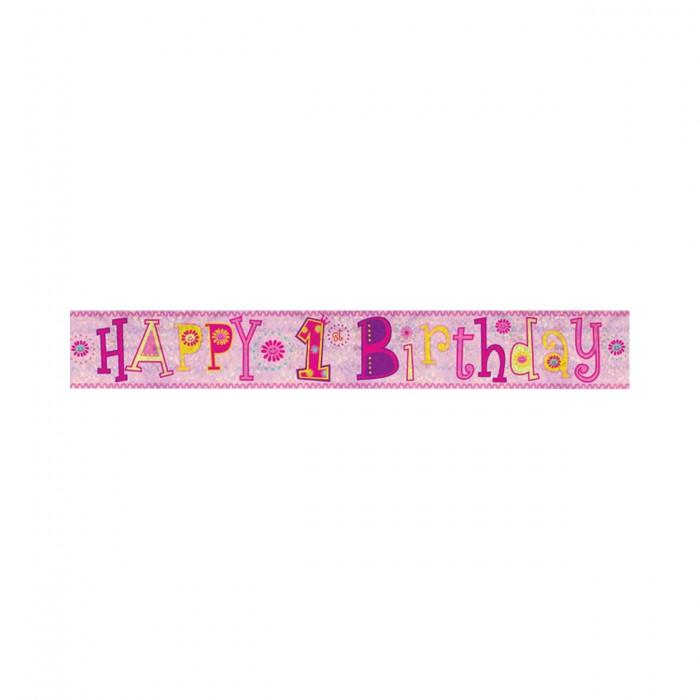 Amscan 1st Birthday Girl Holographic Foil Banner