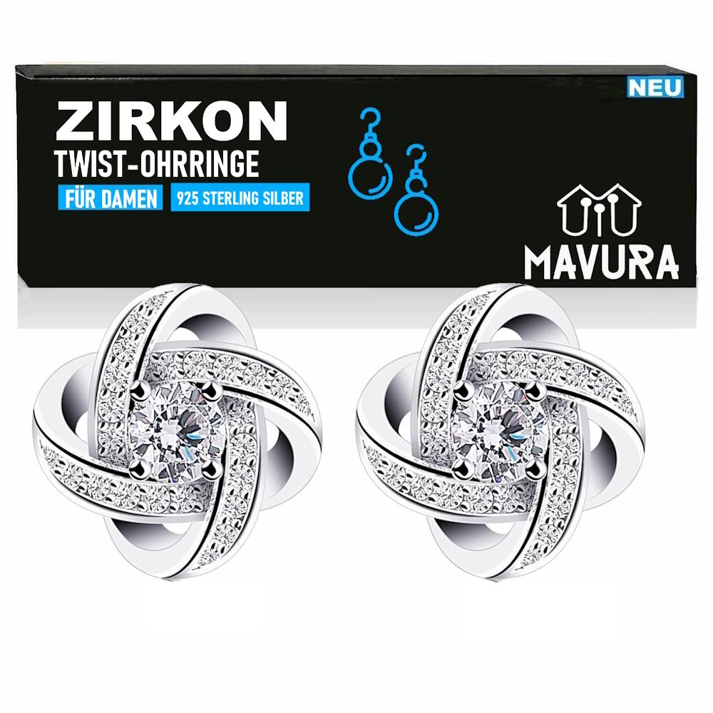 ZIRCON Earrings Women's Stud Earrings 925 Sterling Silver Earrings Twist Zirconia