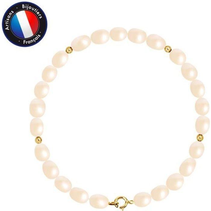 Bracelet - PERLINEA - Genuine Freshwater Cultured Pearl 4-5 Mm - Yellow Gold - 18 Cm - Women