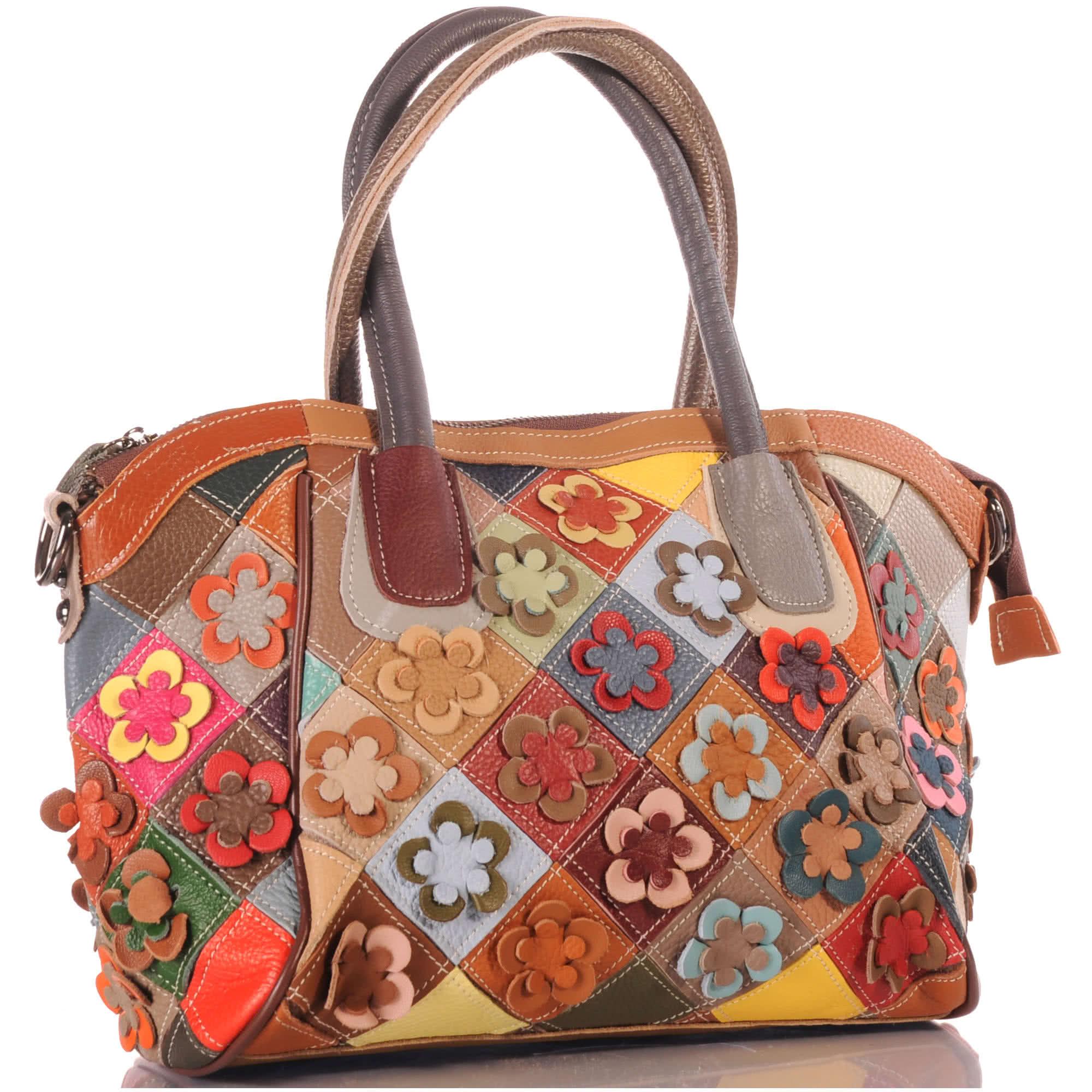 Women's Leather Patchwork Handbag Unique Piece