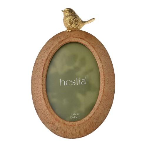 Hestia Wood Effect Gold Bird Photo Frame