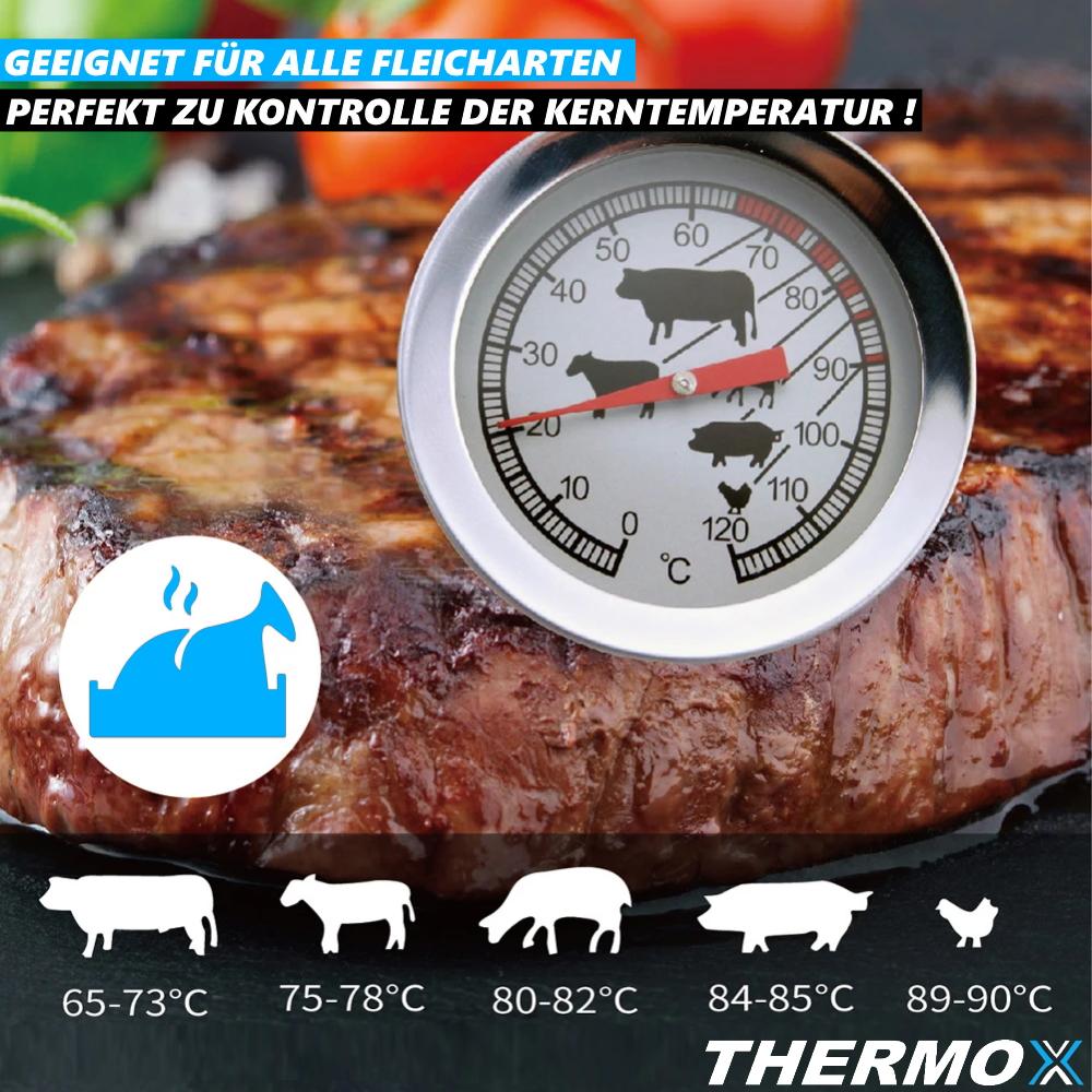 THERMOX Meat Thermometer Grill Steak Roast Oven Thermometer Stainless Steel