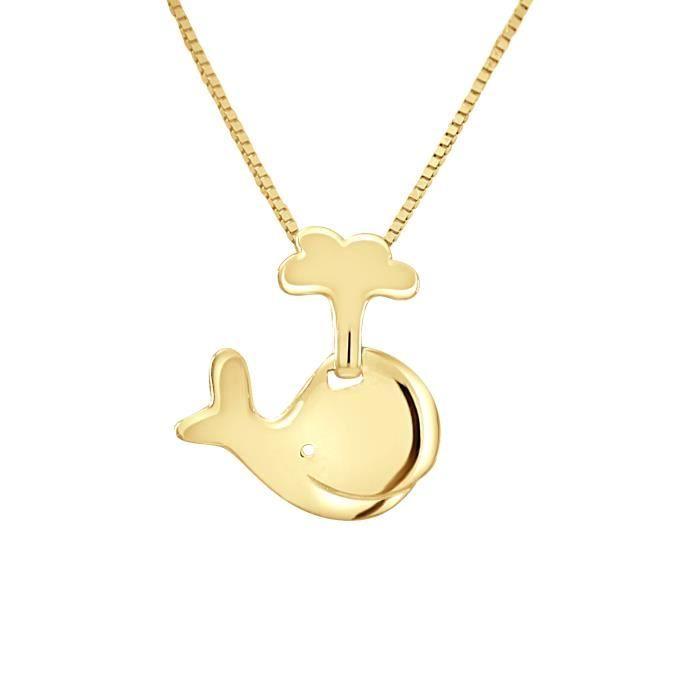 Children's Pendant - LÉA &; ARTHUR - Whale - 375 Yellow Gold - Hypoallergenic Jewelry - Prestige Case