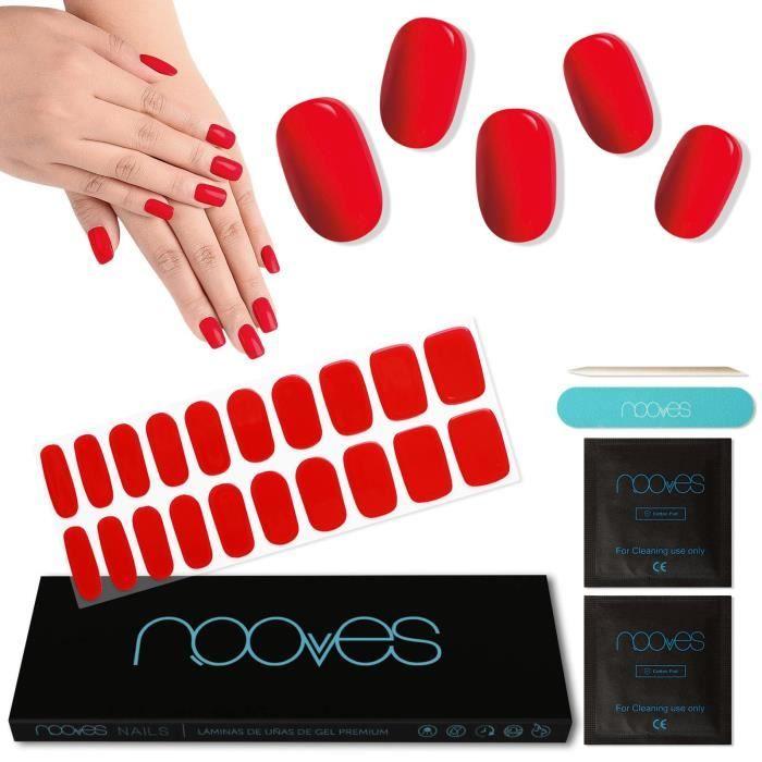 Gel Nail Stickers - NOOVES - Premium Pre-cured - Red - Professional Finish - Easy Application