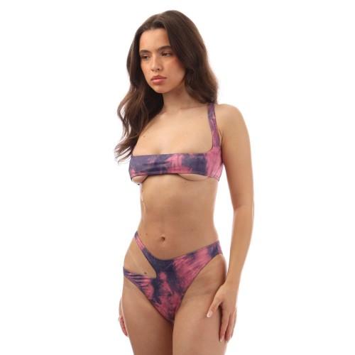 Off White Womens/Ladies Tie Dye Cut Out Bikini Set