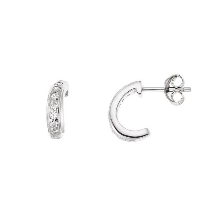 Earrings - Silver - Caitlin - Half-creoles - Zirconium Oxides - Push-in System