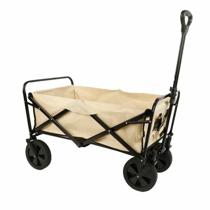 Foldable Multifunction Wagon - MARBUENO SUMMER - 86x50x59 Cm - Beige - Steel - Mesh Compartments - 360° Wheels