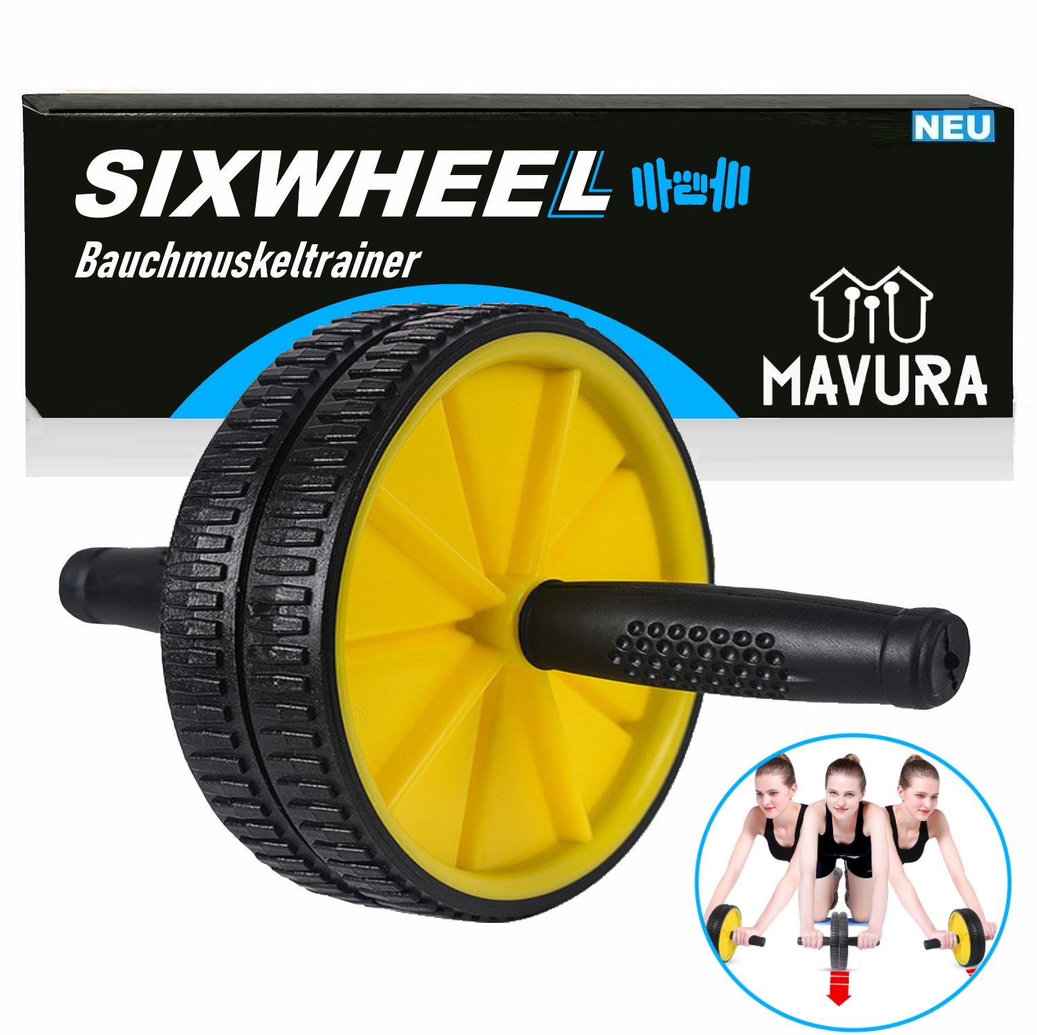 SIXWHEEL Abdominal Roller Abdominal Trainer Abdominal Muscle Trainer AB Roller Incl.. Knee Mat