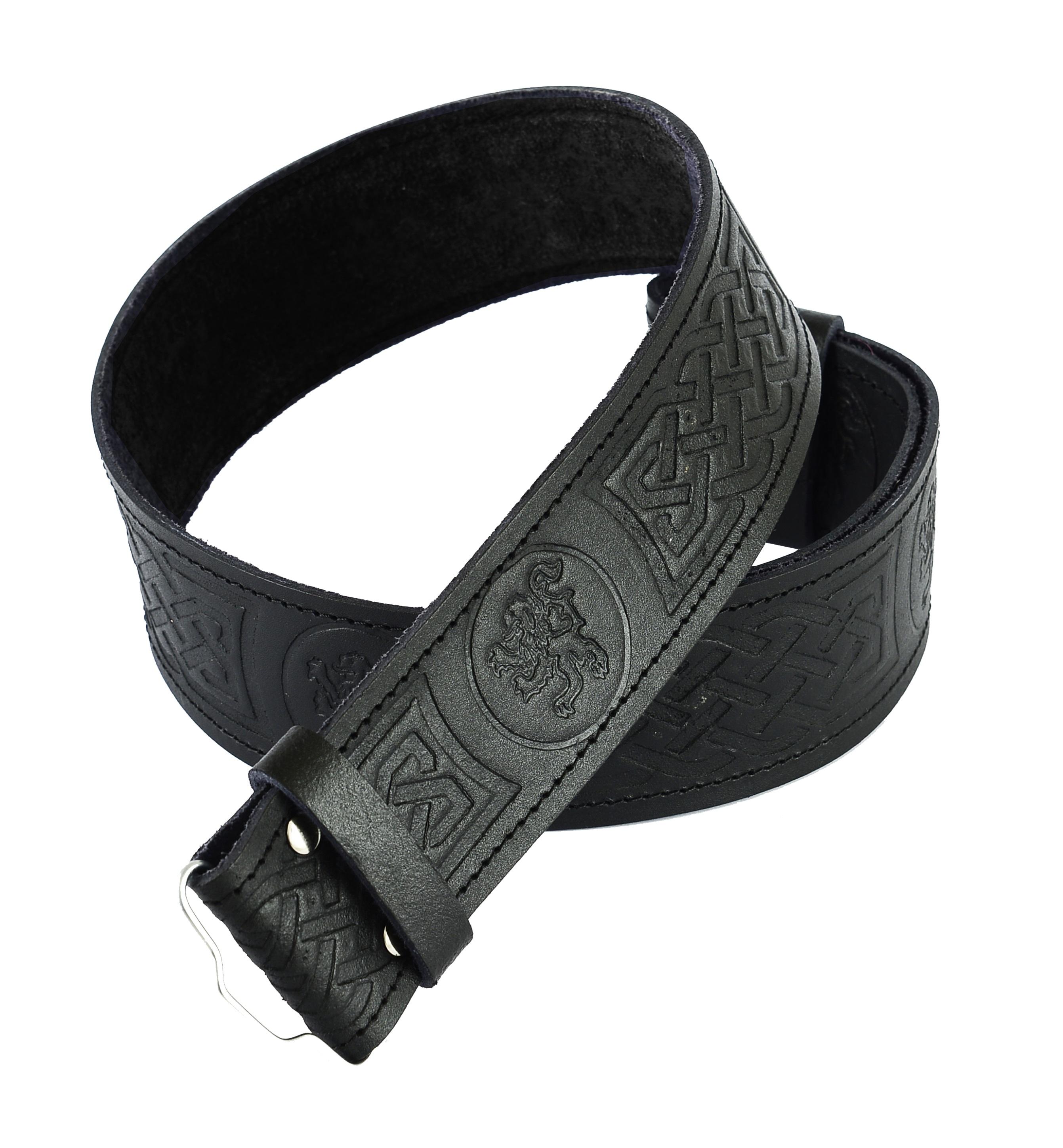Celtic Embossed Leather Kilt Belt Adjustable Size for Kilts Highland Dress