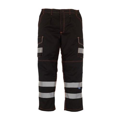 Yoko Mens Hi Vis Polycotton Cargo Trousers With Knee Pad Pockets