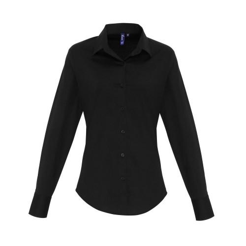 Premier Womens/Ladies Poplin Stretch Long-Sleeved Shirt