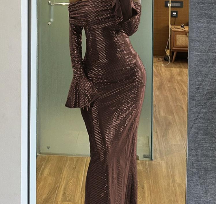 Bronze Shimmer Evening Dress