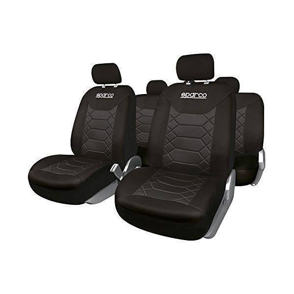 Seat Covers - Sparco - BK - Universal - 11 Pieces - Airbag Compatible - Black