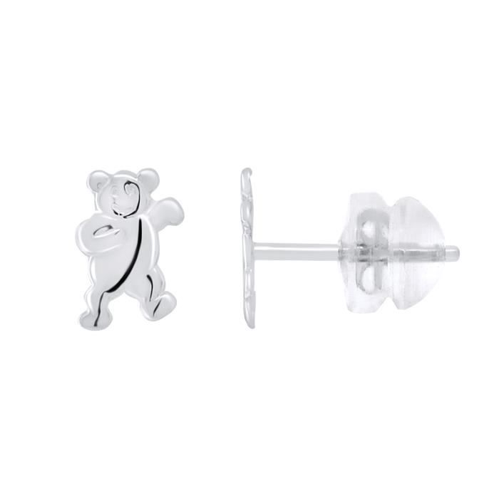 Earrings - LÉA &; ARTHUR - TEDDY BEAR - 375 White Gold - SILICONOR Stroller System - Child