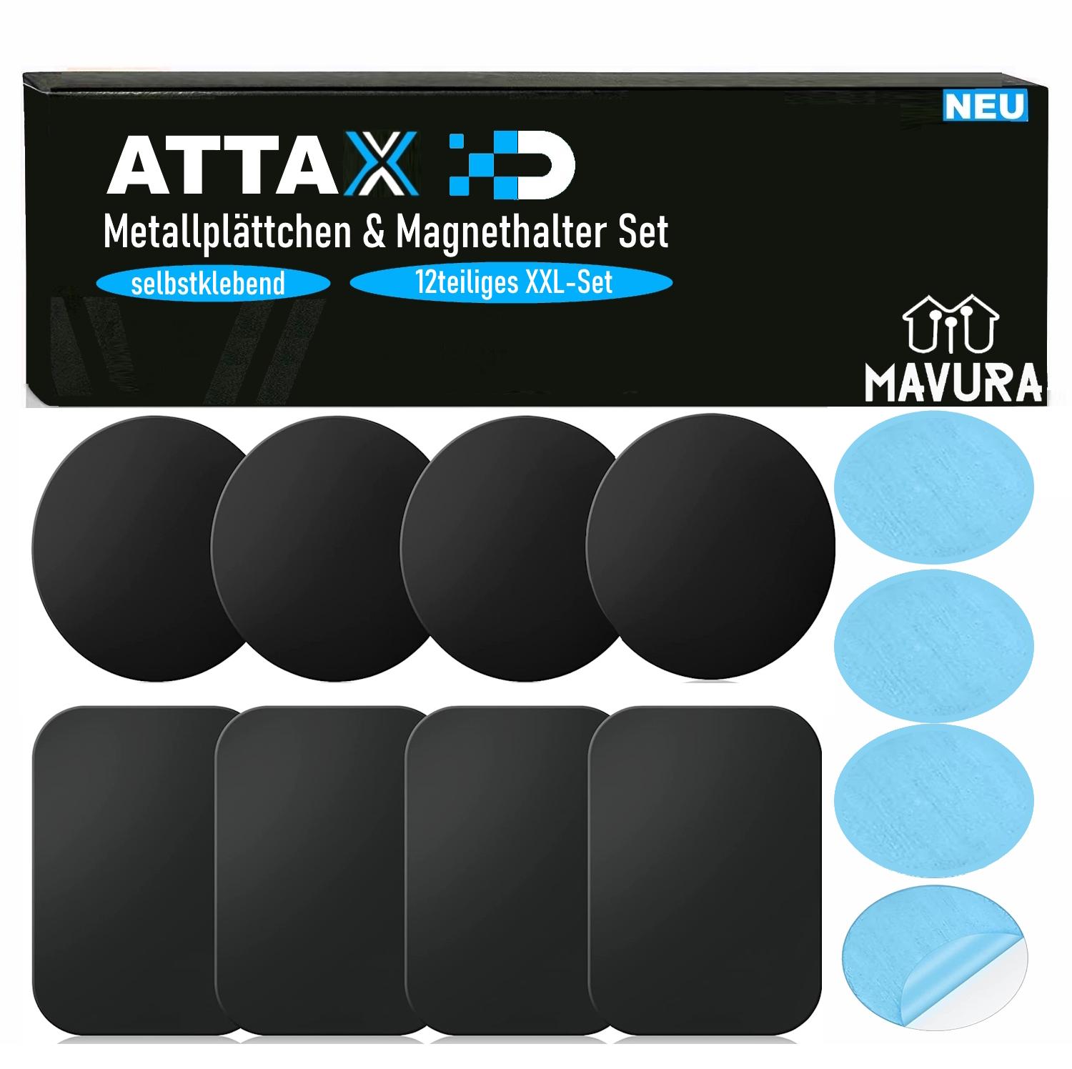 ATTAX Metal Plate & Magnetic Holder Set Self-adhesive Mobile Phone Smoke Detector [12 Pcs]
