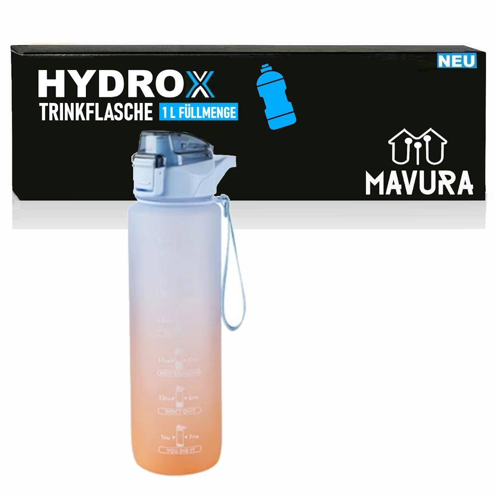 HYDROX Drinking Bottle with Time Marking Sports Bottle Water Bottle Sport Yoga 1L