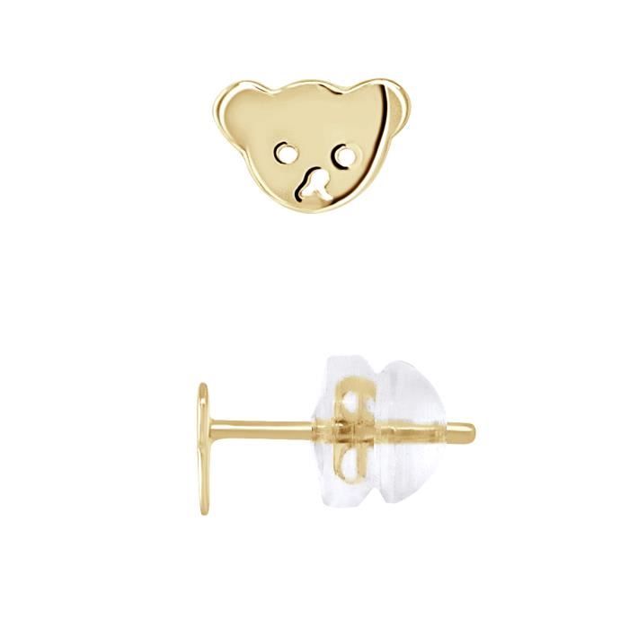 Earrings - LÉA &; ARTHUR - OURSON - 375 Yellow Gold - SILICONOR Stroller System - Child