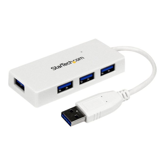 USB 3.0 Hub - StarTech - ST4300MINU3W - 4 Ports - Integrated Cable - White