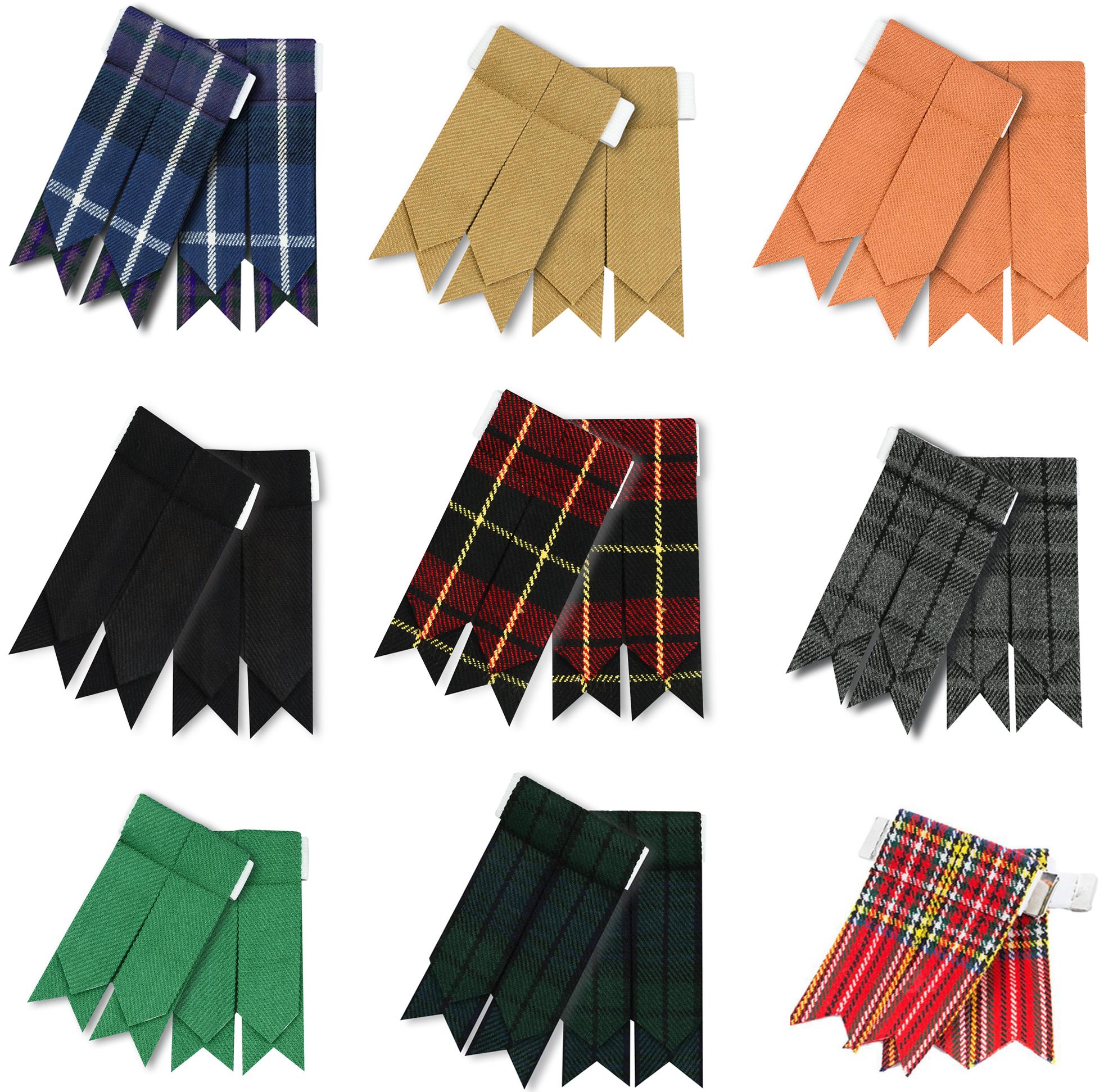 HM Highland Kilt Hose Sock Flashes Garter Flashes Tartan Pattern