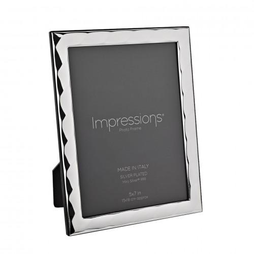 Impressions 999 Silver Bevelled Photo Frame 5 X 7 Wood Back Made In Italy