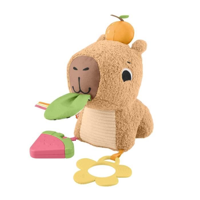 Fisher-Price-My Cuddly Capybara-Plush Teething Ring and Rattle - From 3 Months- HYR54