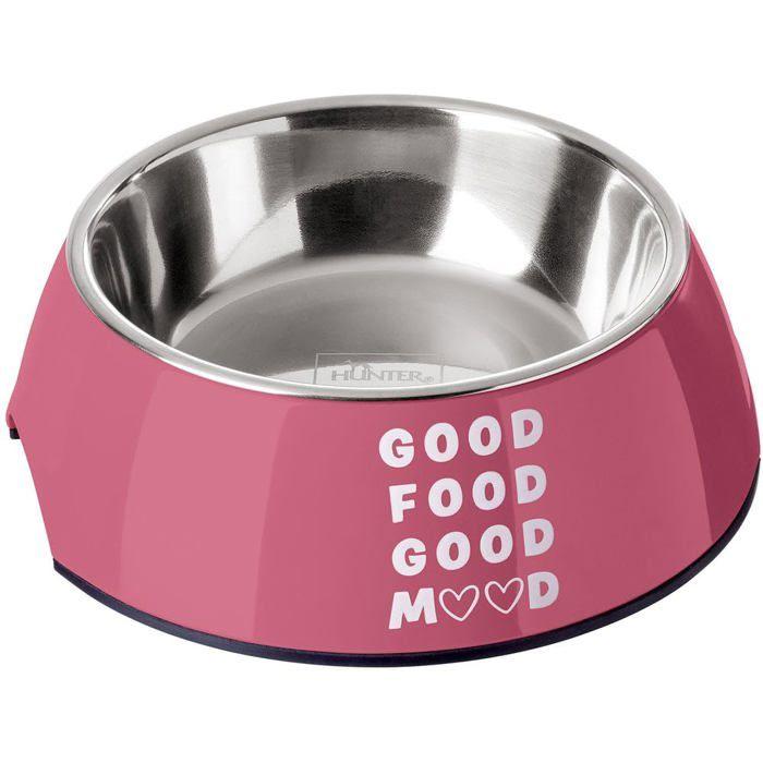 Melamine Dog Bowl - HUNTER - 350 Ml - Candy Pink - Removable Stainless Steel - Non-slip