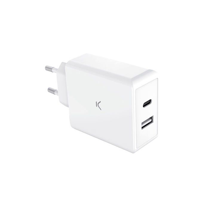 Ultra-fast Mains Charger - KSIX Smart Your Tech - 65 W - GaN Technology - Multiport - White