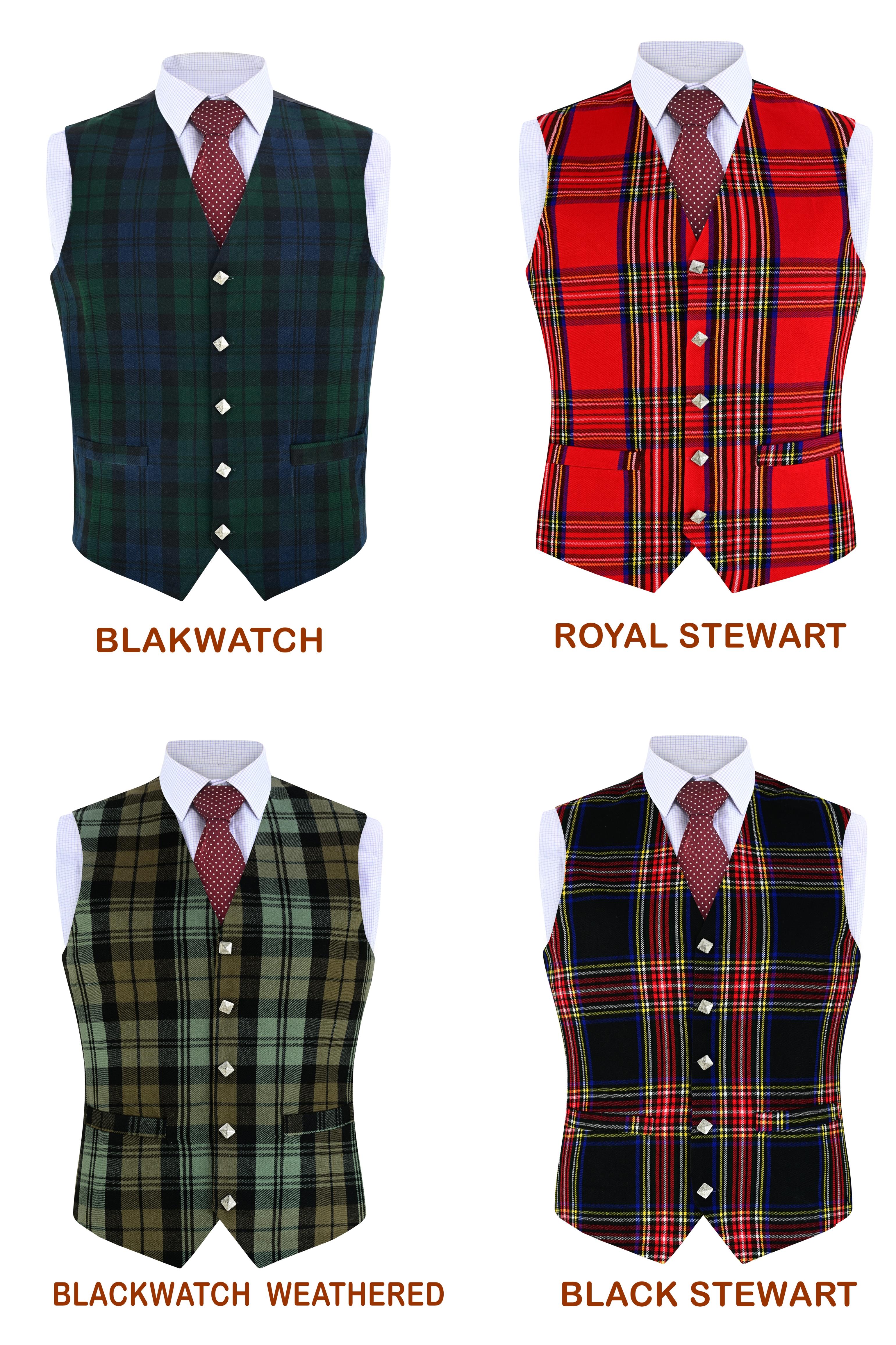 Scottish Tartan Vest with Thistle Buttons Traditional Highland Waistcoat Dress Party Wedding Attire
