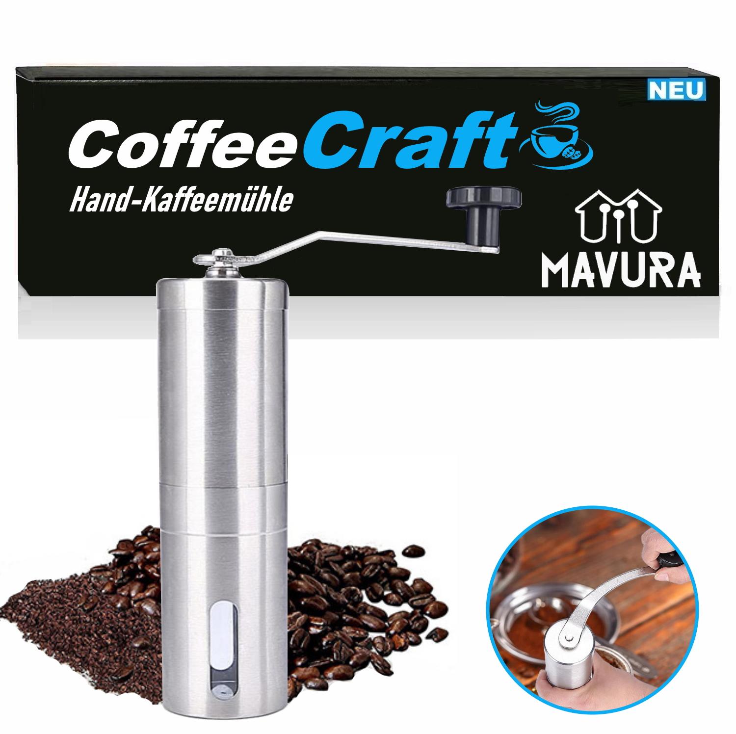 COFFEECRAFT Manual Coffee Grinder Stainless Steel Hand Coffee Grinder with Ceramic Grinder