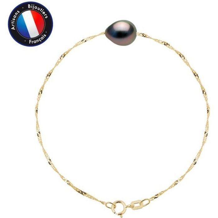 Bracelet - PERLINEA - Baroque Tahitian Cultured Pearl 8-9 Mm - Yellow Gold - Length 18 Cm - Women