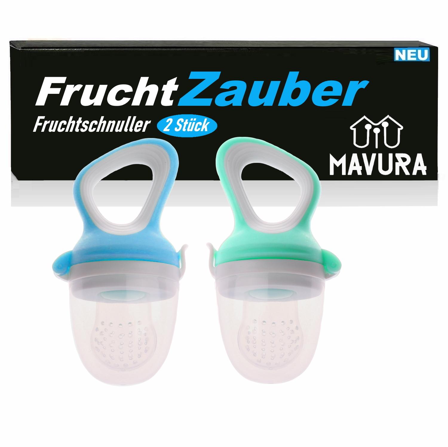 FruchtZauber Fruit Teat Baby Pacifier Teething Ring Fruit Teat Silicone BPA-free 2x