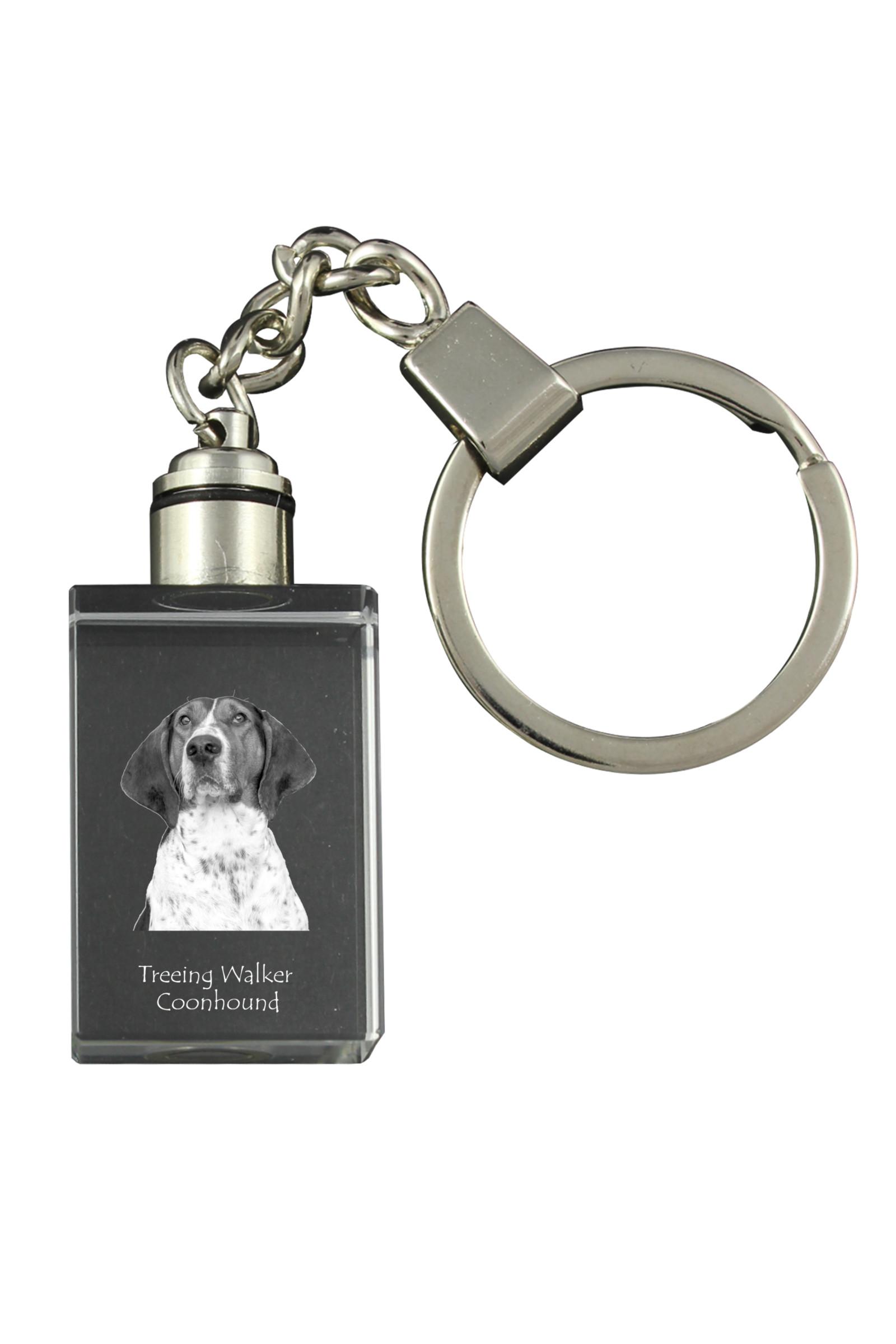 Treeing Walker Coonhound - Crystal Key Ring with Dog Photo, Illuminated Key Ring, Unique Gift by Art-Dog Brand