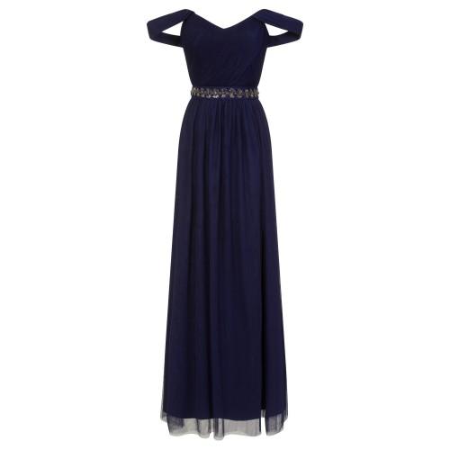Little Mistress Womens/Ladies Navy Jewel Waist Maxi Dress