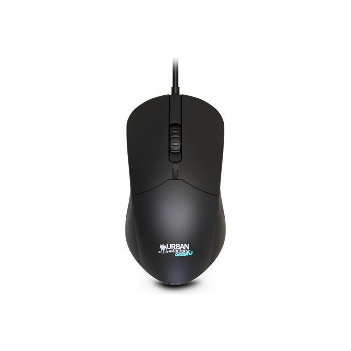 Eco-designed Wired Mouse - URBAN FACTORY - GWM01UF - Black - 3 Buttons - 800 Dpi